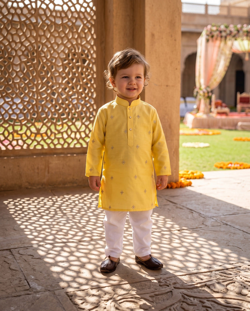 Boys Yellow Embroidered Kurta – 2–3 Years 10