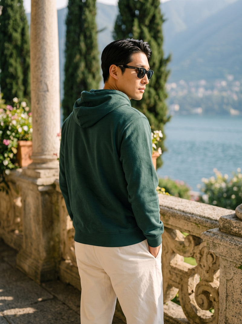 Men's Forest Green 100% Cotton Pullover Hoodie 4