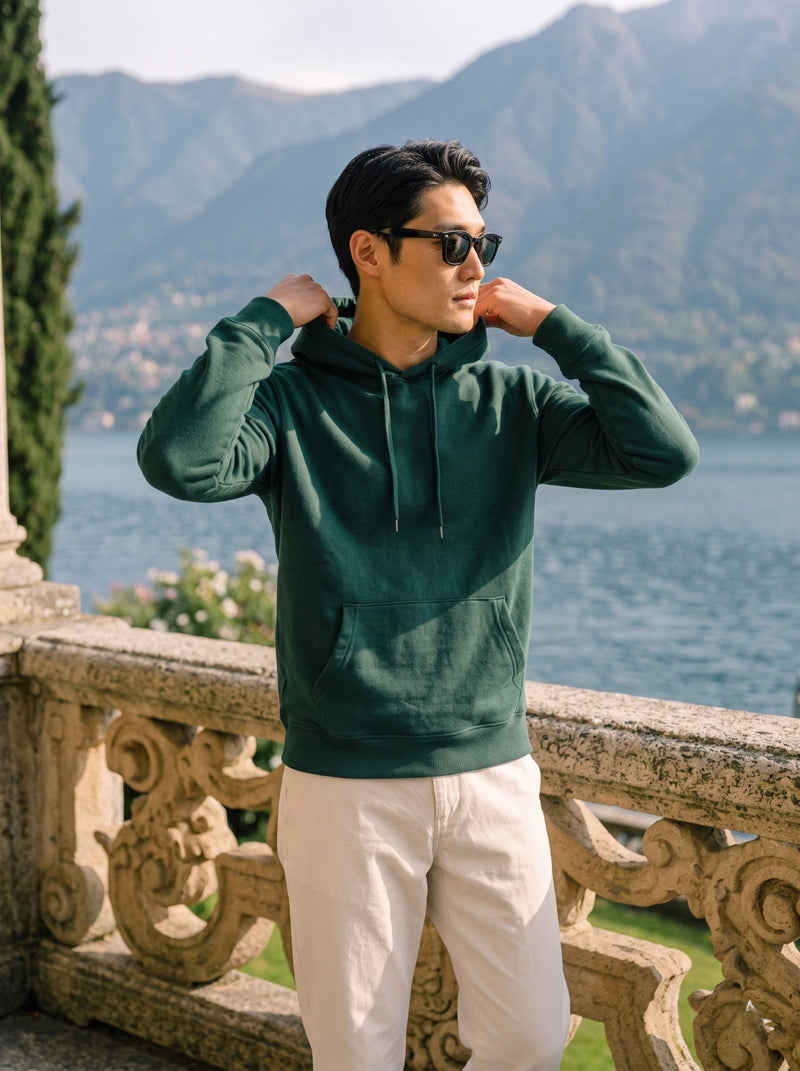 Men's Forest Green 100% Cotton Pullover Hoodie 7