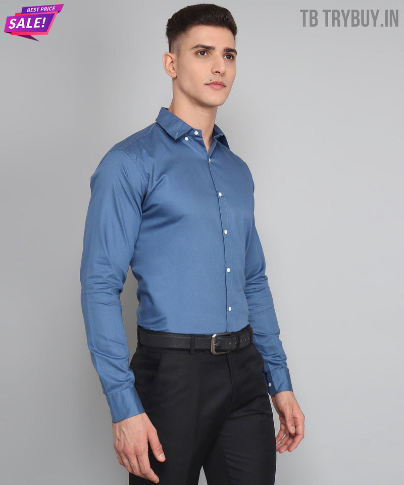 قميص TryBuy Premium Blue غير الرسمي / الرسمي الحصري للرجال 5