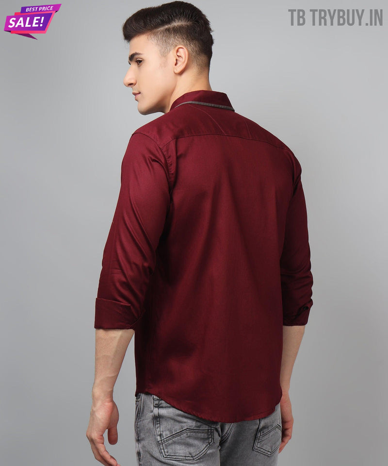 Luxe PartyWear WineRed Shirt 7