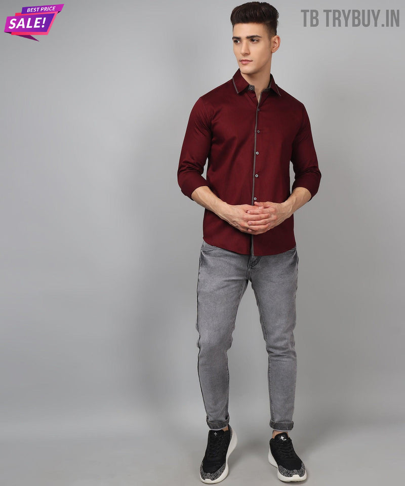 Luxe PartyWear WineRed Shirt 6