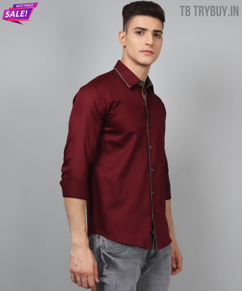 Luxe PartyWear WineRed Shirt 8