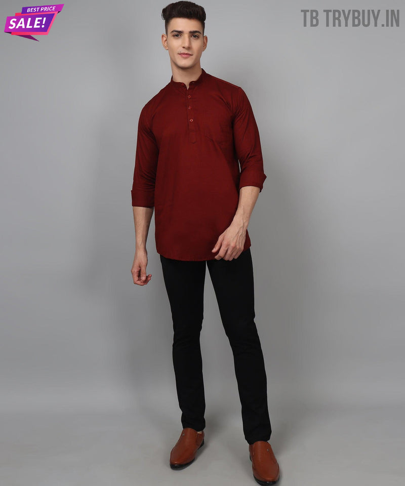 Men’s Maroon 100% Cotton Kurta 7