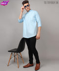 Men’s Sky Blue Regular Fit Cotton Kurta
