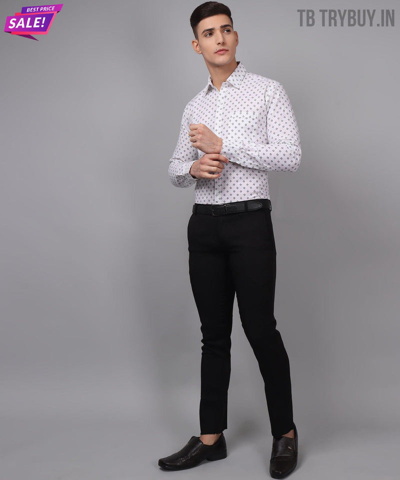 Velam Luxe White Printed Men's Shirt 5