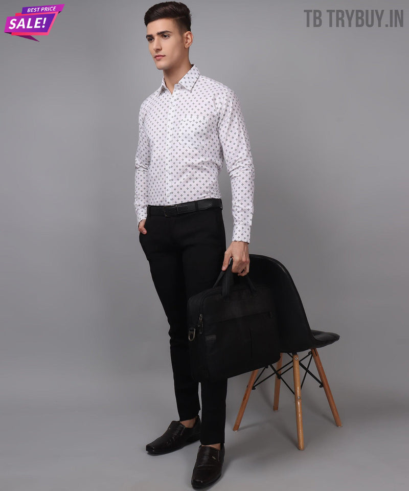 Velam Luxe White Printed Men's Shirt 6