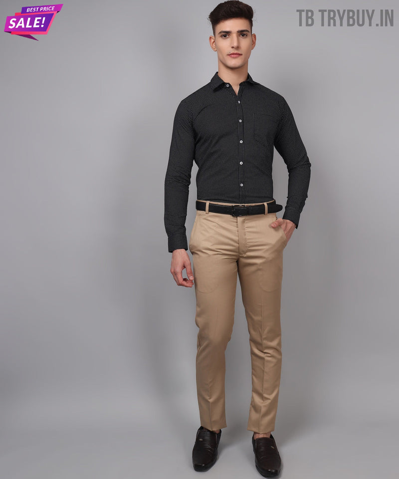 Black Dot Printed Cotton Shirt for Men 4