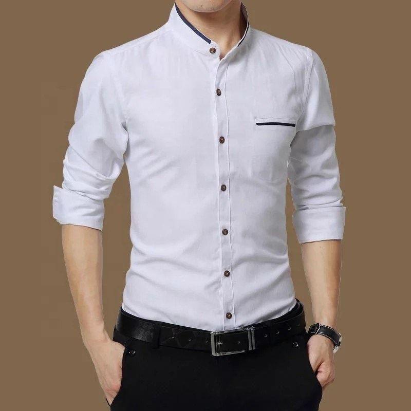 Celestia Mandarin White Men's Shirt 1