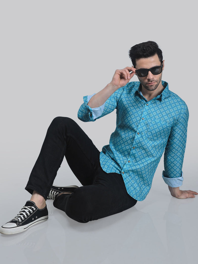 City-Sleek Cotton Blend Printed Shirt for Men 4