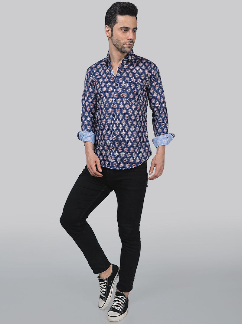 Majestic Marble Cotton Blend Printed Shirt for Men 5