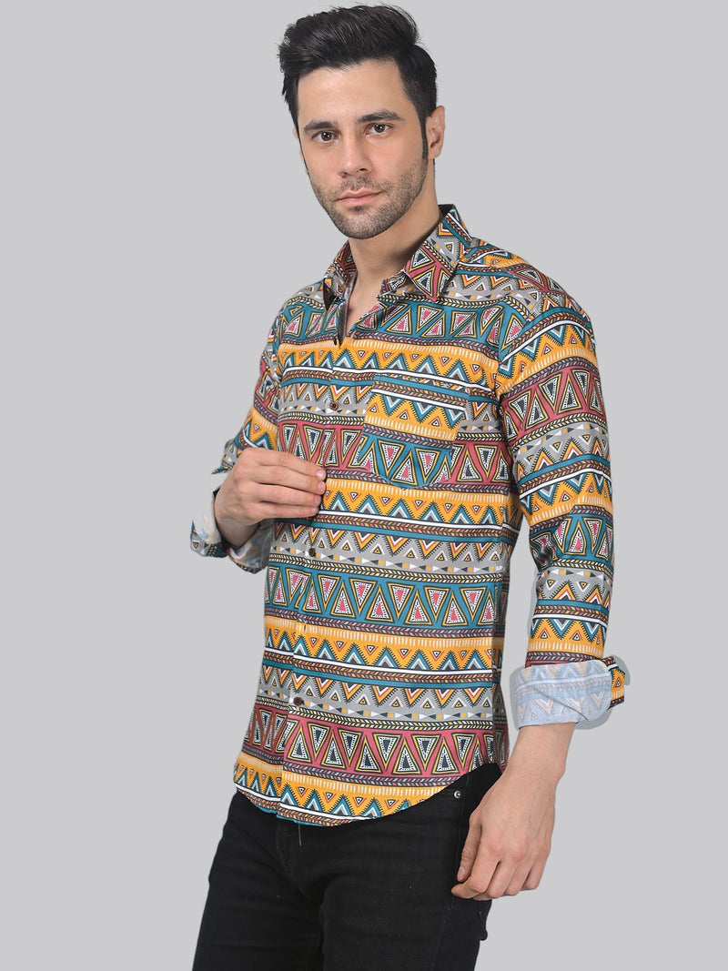 Mid-Century Cotton Blend Printed Shirt for Men 3