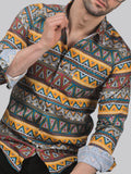 Mid-Century Cotton Blend Printed Shirt for Men