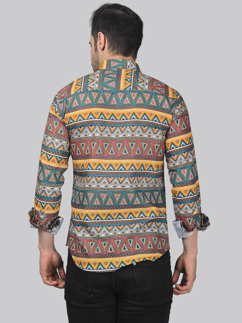 Mid-Century Cotton Blend Printed Shirt for Men 6