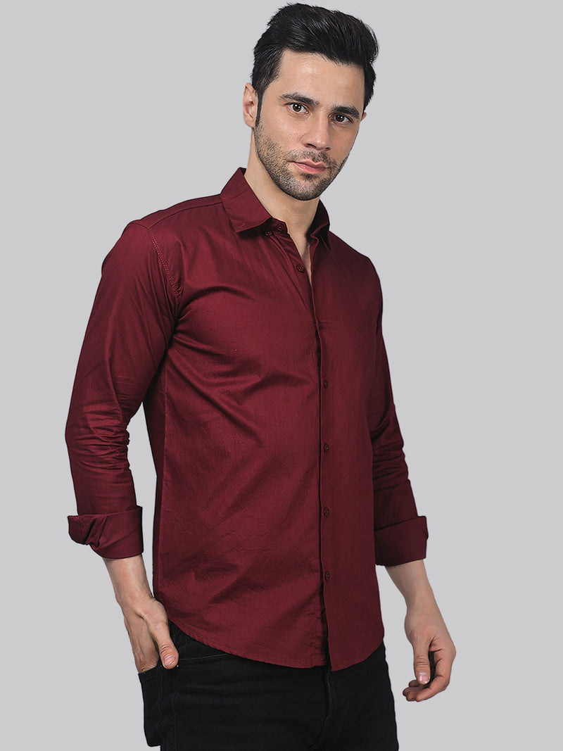 Sleek Maroon Cotton Shirt for Men 3