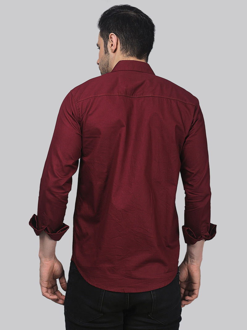 Sleek Maroon Cotton Shirt for Men 7