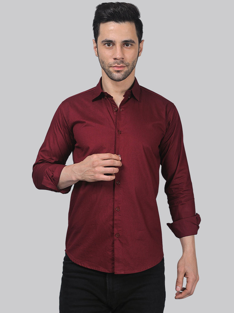 Sleek Maroon Cotton Shirt for Men 4