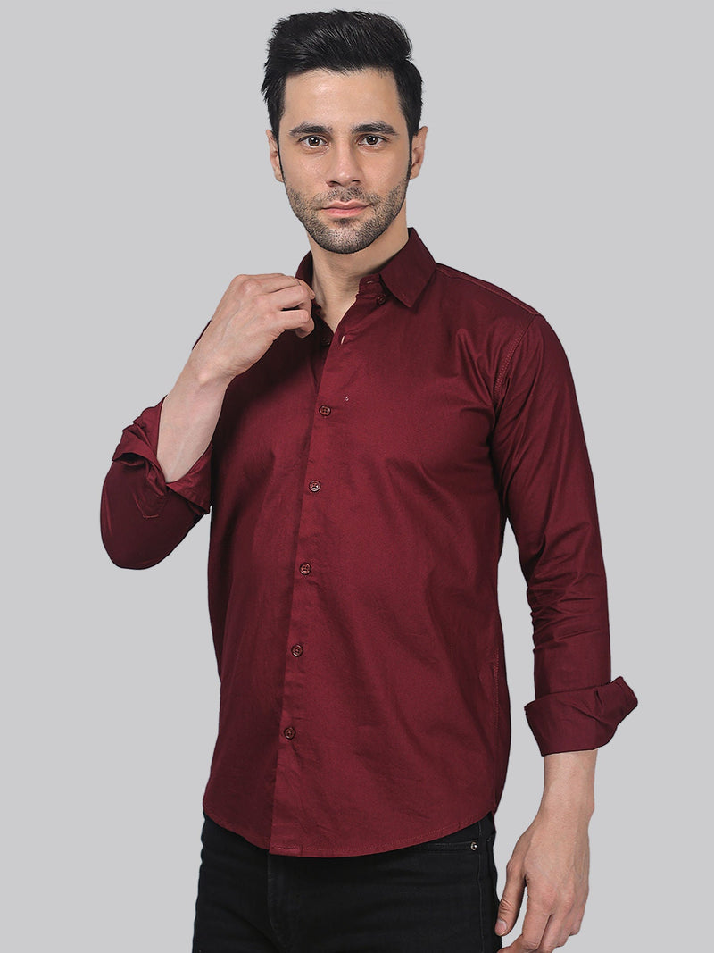 Sleek Maroon Cotton Shirt for Men 6