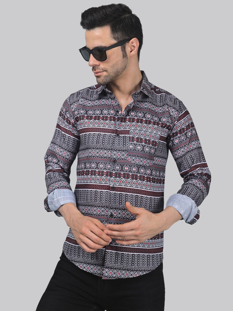 Multi-Colour Cotton Blend Printed Shirt for Men 5
