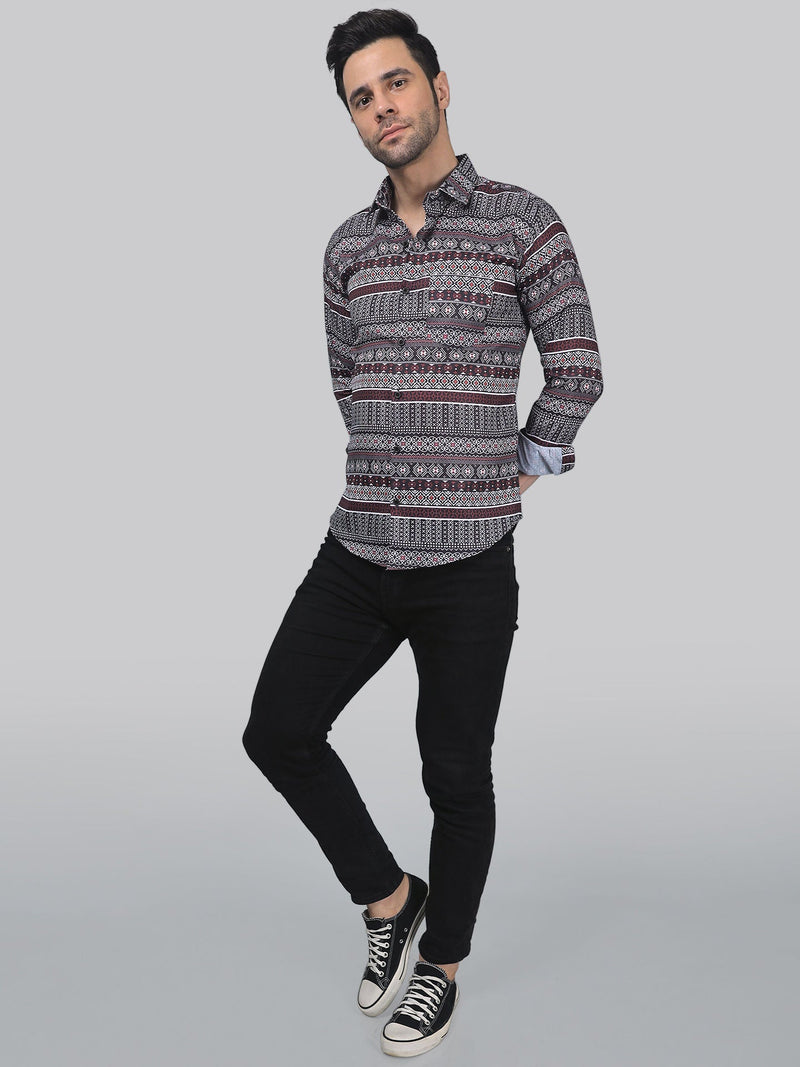 Multi-Colour Cotton Blend Printed Shirt for Men 3