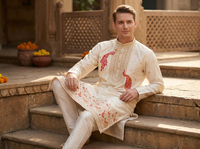 Cream Kurta for Men: Elegant Styling for Puja, Weddings and Festivals
