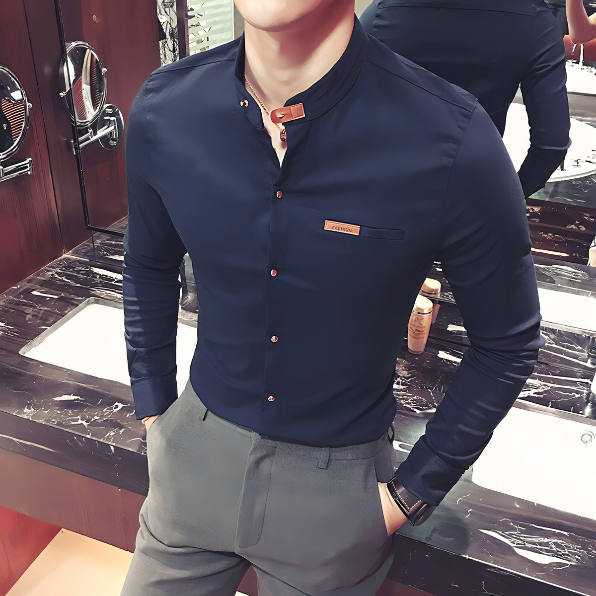 Navy blue men's shirt from the TRYBUY.IN catalog