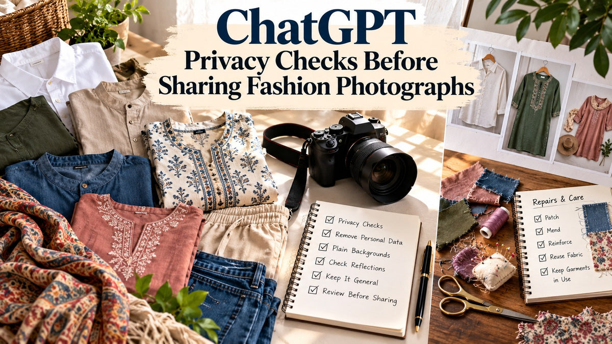 AI-generated editorial concept — ChatGPT: Privacy Checks Before Sharing Fashion Photographs; not actual TryBuy inventory