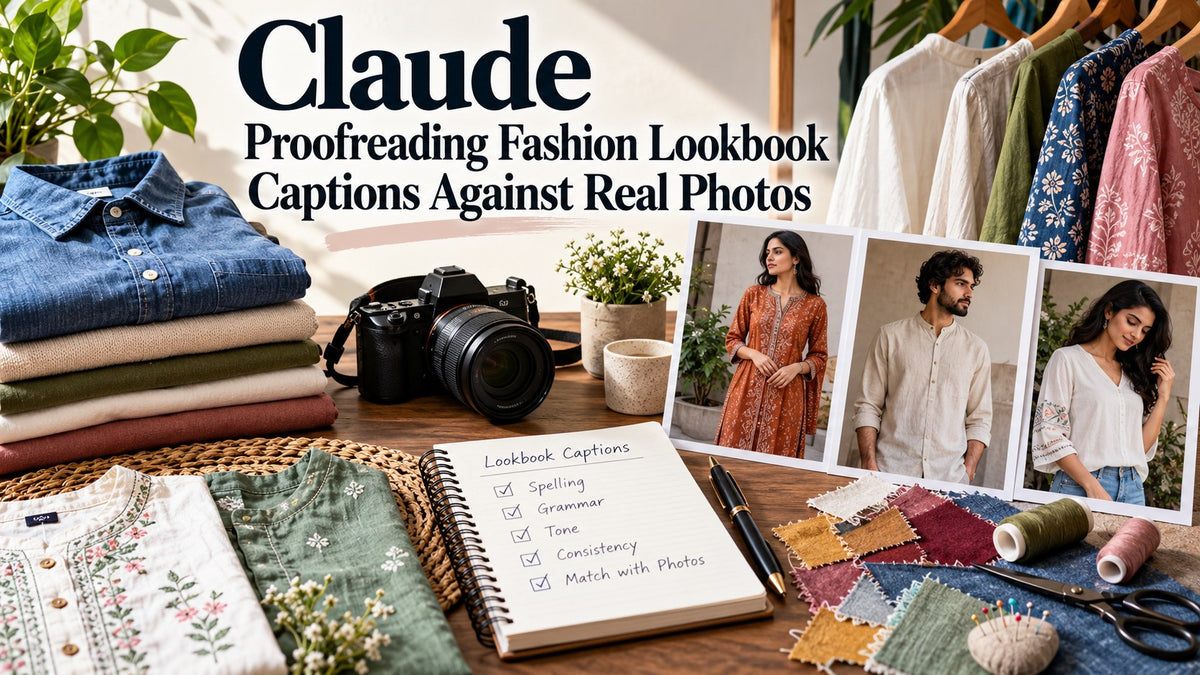 IA-generated editorial concept — Claude: Proofreading Fashion Lookbook Captions Against Real Photos; not actual TryBuy inventory