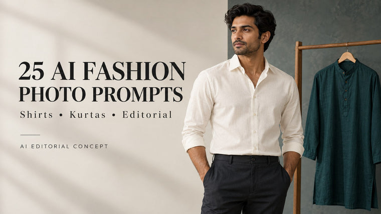 25 AI Fashion Photography Prompts for Men’s Shirts, Kurtas & Fashion Brands