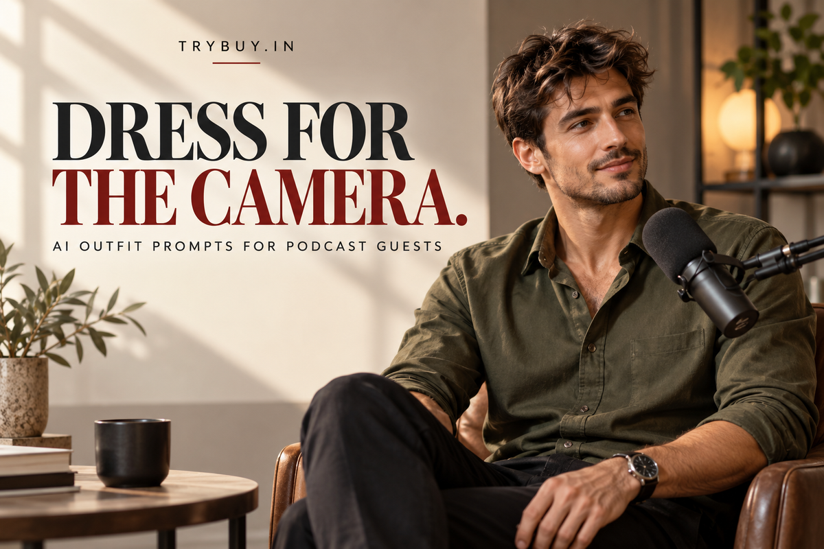 AI-generated podcast guest cover reading Dress for the Camera.