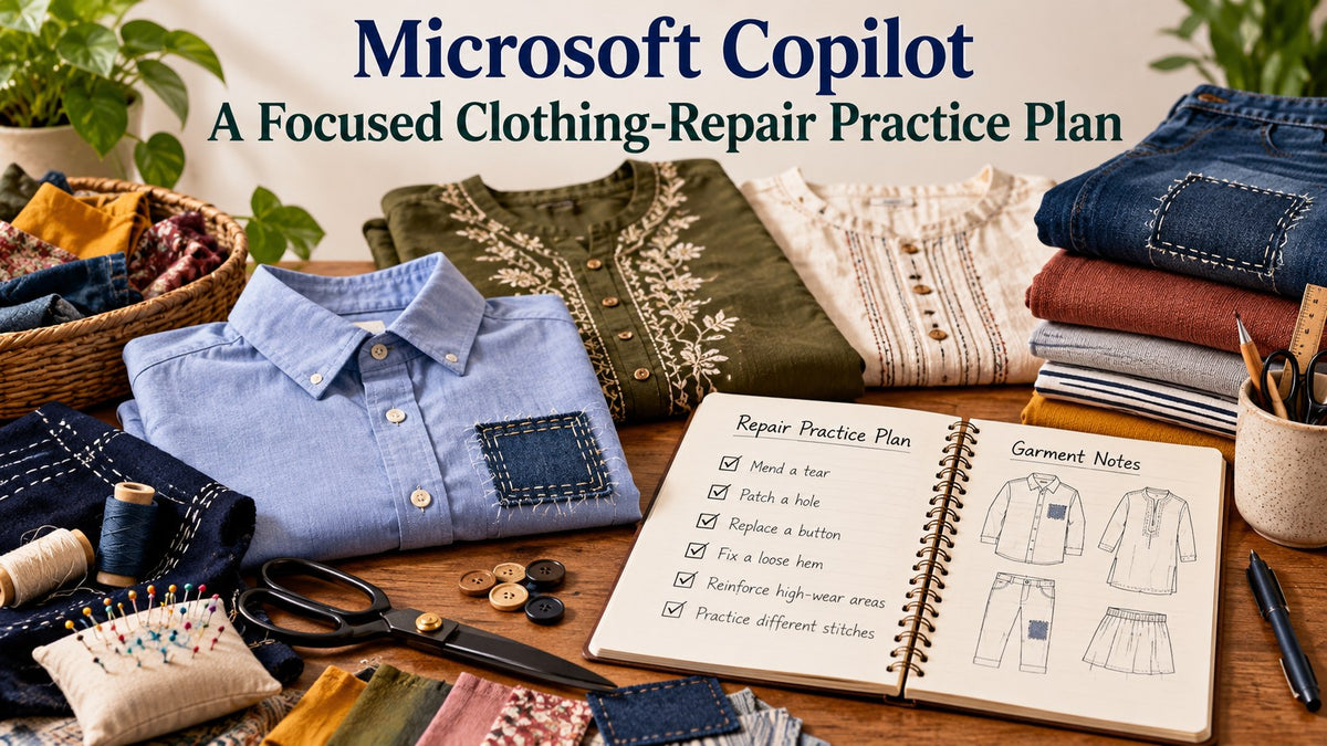AI-generated editorial concept — Microsoft Copilot: A Focused Clothing-Repair Practice Plan; not actual TryBuy inventory