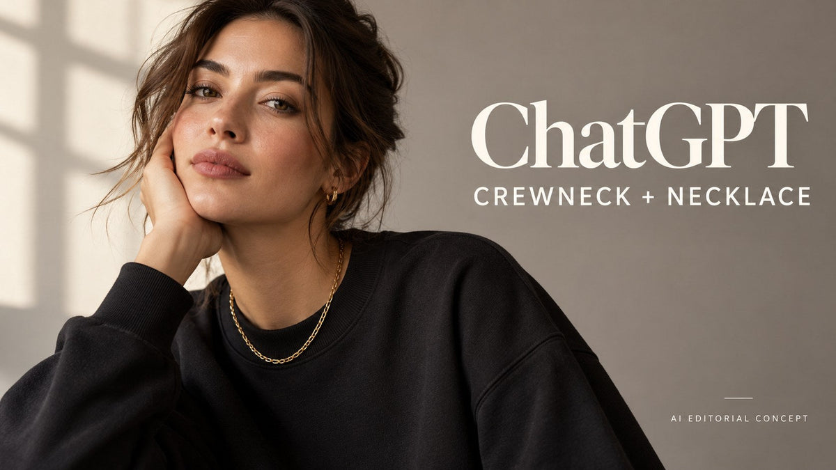 ChatGPT crewneck + necklace — AI-generated editorial clothing concept