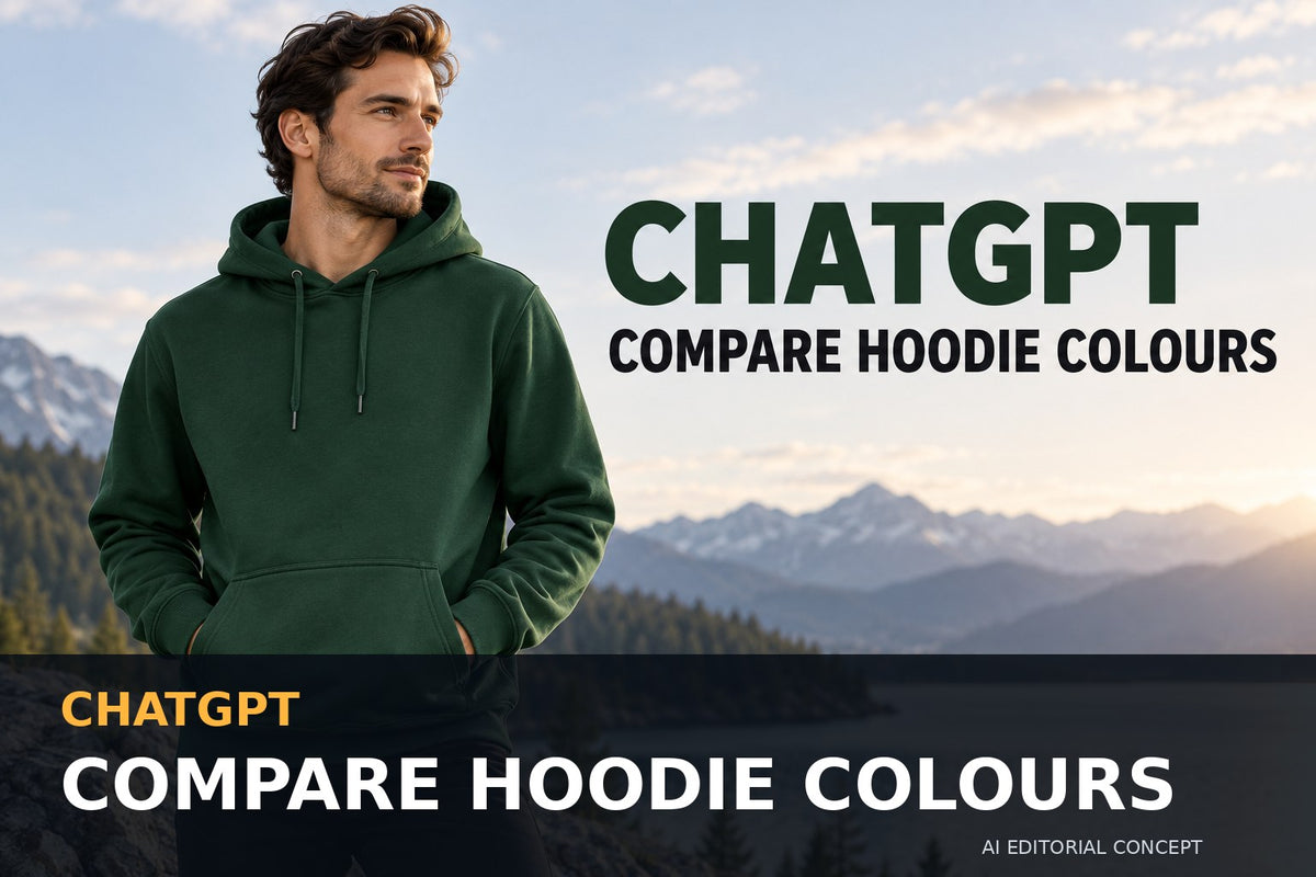 ChatGPT compare hoodie colours — AI-generated pullover hoodie editorial concept