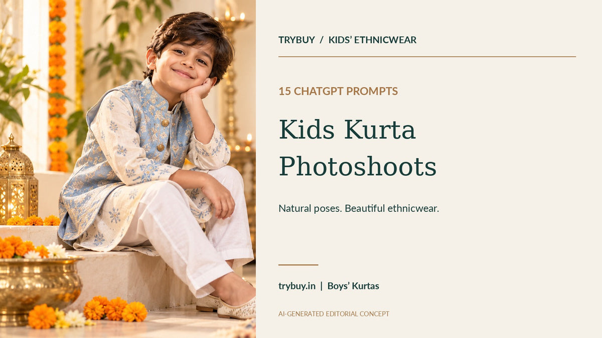 AI-generated kidswear cover: 15 ChatGPT Prompts for Kids Kurta Photoshoots
