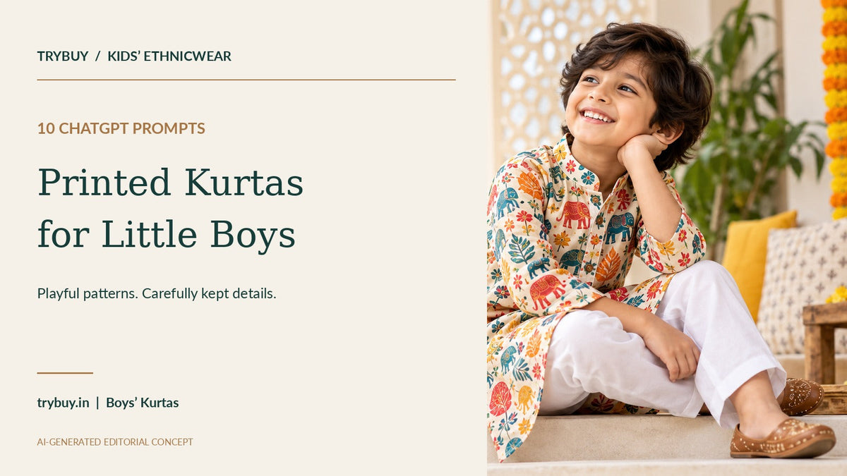 AI-generated printed boys’ kurta cover with 10 ChatGPT image prompts