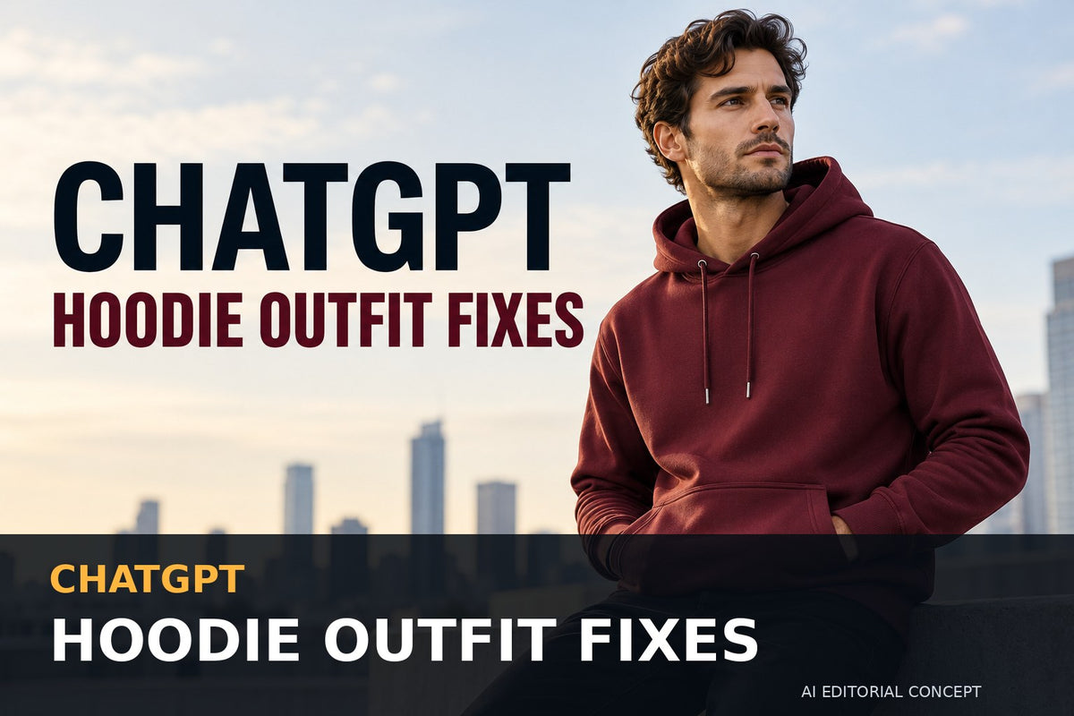 ChatGPT hoodie outfit fixes — KI-generated pullover hoodie editorial concept