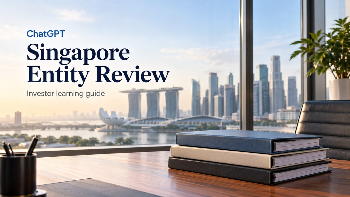 ChatGPT Singapore Entity Review investor learning guide, readable title over an AI-generated editorial concept