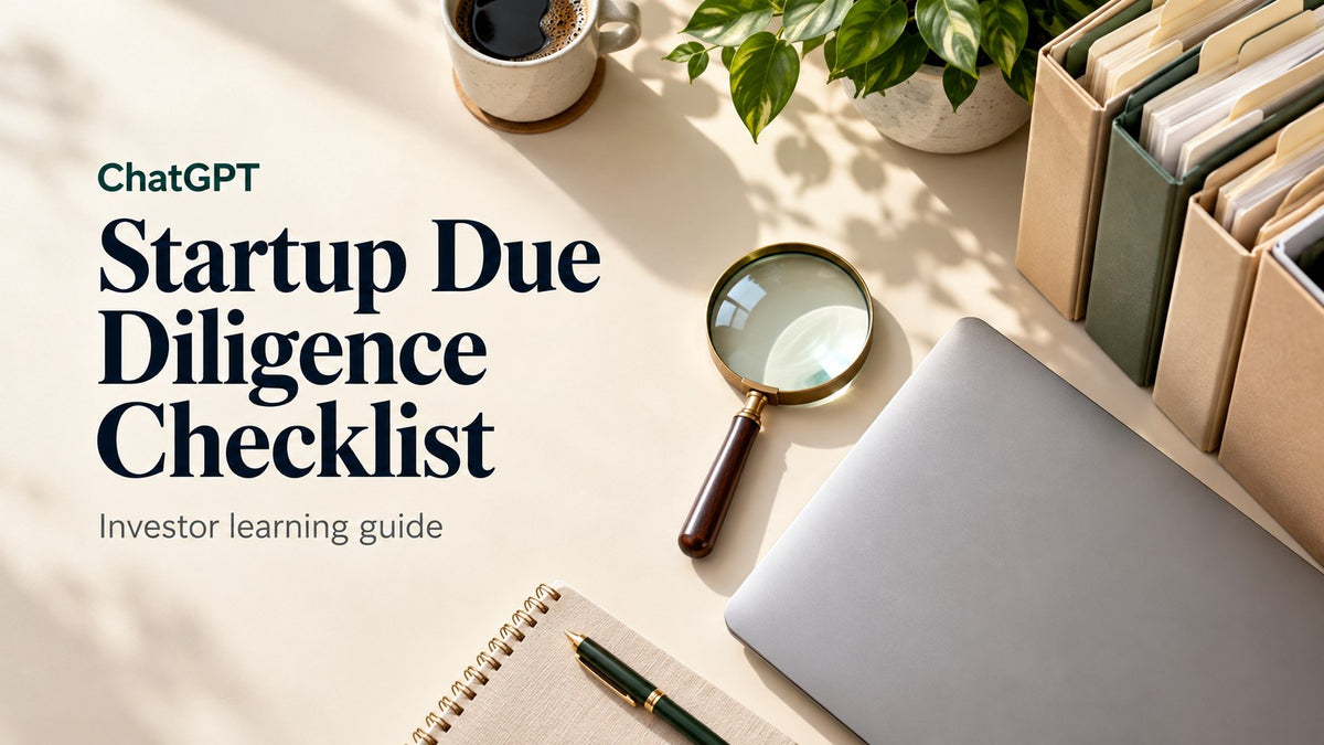 ChatGPT Startup Due Diligence Checklist investor learning guide, readable title over an IA-generated editorial concept
