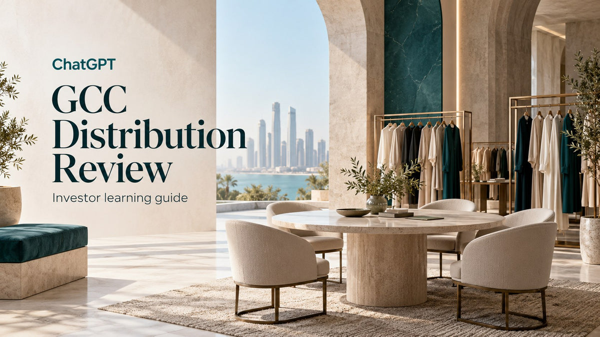 ChatGPT GCC Distribution Review investor learning guide, readable title over an AI-generated editorial concept