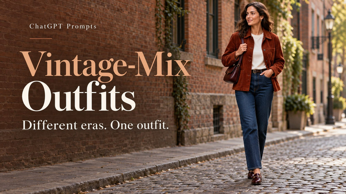 AI-generated woman in a rust jacket, dark jeans and burgundy shoulder bag