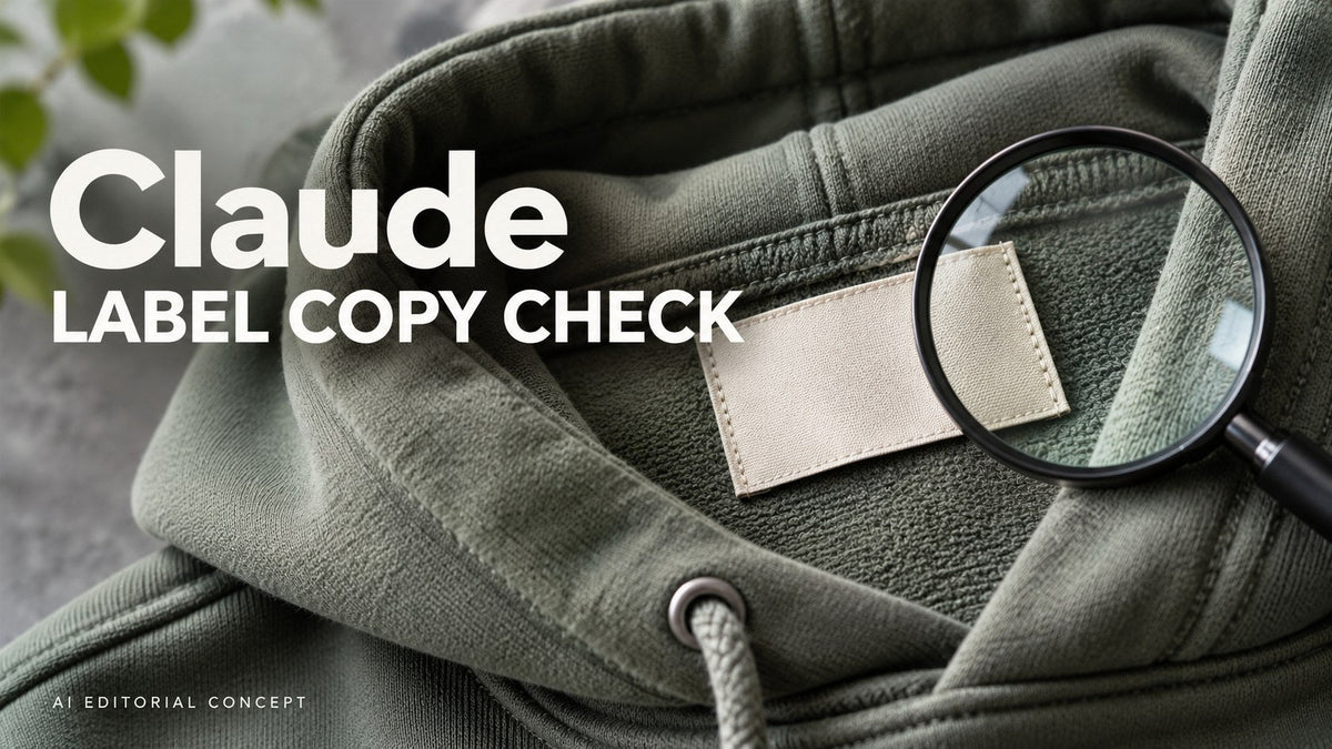 Claude label copy check — AI-generated editorial clothing concept