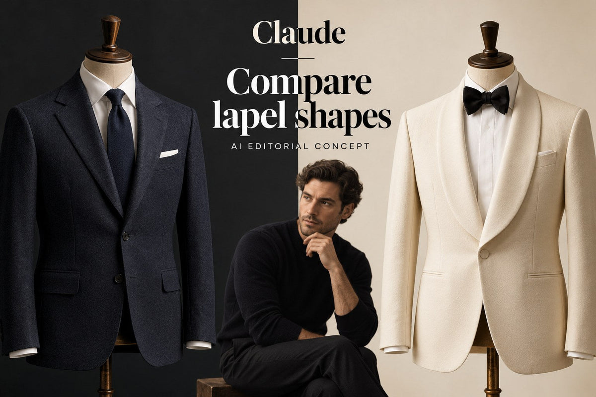 Claude — Compare lapel shapes — AI-generated editorial concept