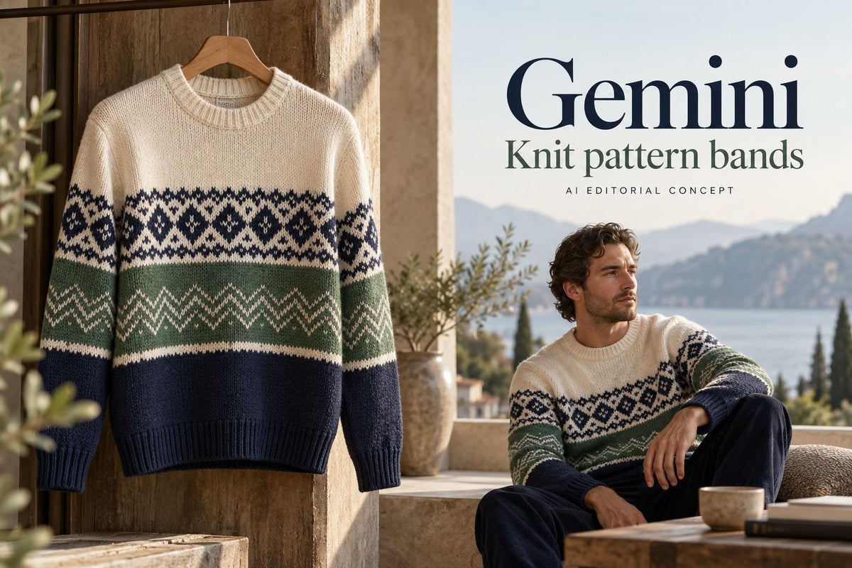 Gemini — Knit pattern bands — AI-generated editorial concept
