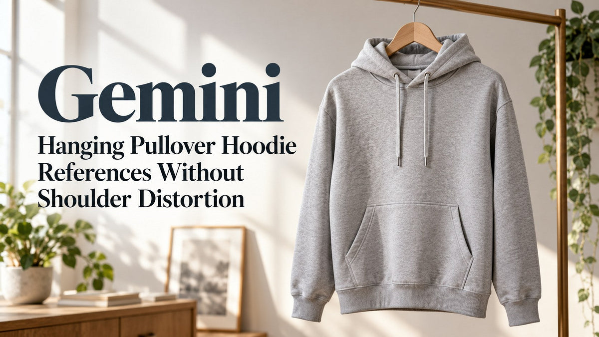 AI-generated editorial concept — Gemini: Hanging Pullover Hoodie References Without Shoulder Distortion; not an actual product photograph