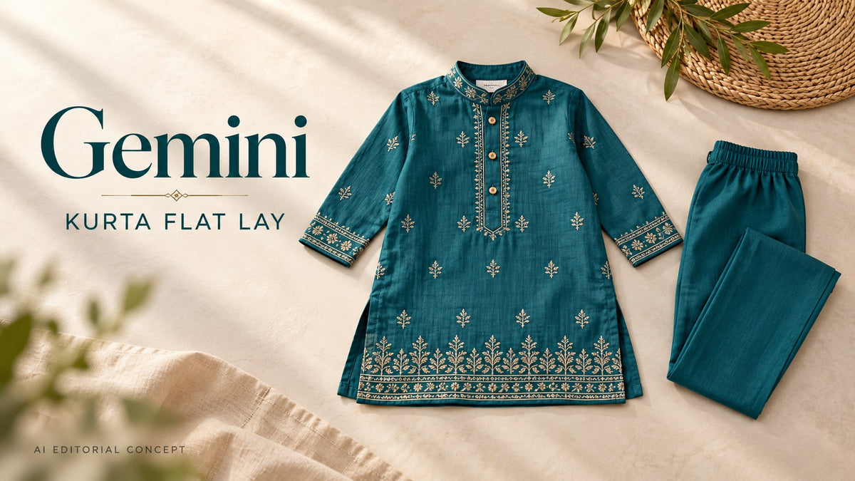 AI editorial concept: Gemini Kids’ Kurta Flat-Lay Prompts: Show the Whole Garment Without a Model