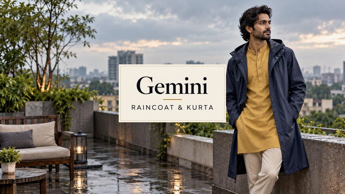 Gemini Prompts: Raincoat Over a Kurta