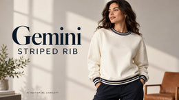 Gemini Striped-Rib Sweatshirt Image Prompts: Keep Bands Inside the Trim