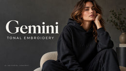 Gemini Tonal-Embroidery Hoodie Image Prompts: Keep Raised Text Readable