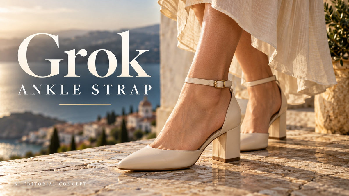 Grok ankle strap — AI-generated editorial fashion concept