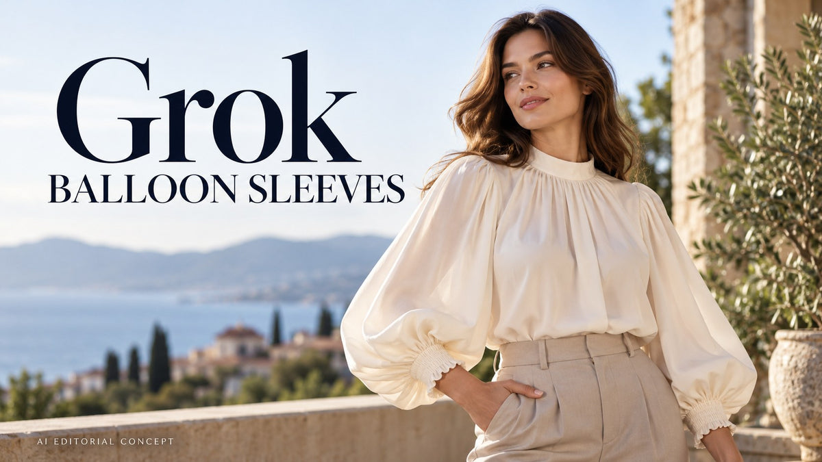 AI editorial concept: Grok Balloon-Sleeve Blouse Prompts: Keep Cuffs and Arms Separate